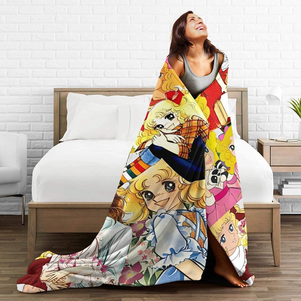 Candy Candy And Terry Anime Blanket Warm Soft Funny Plush Bedding Throws For Couch Bed Travel Flannel Bedspread Bed Cover