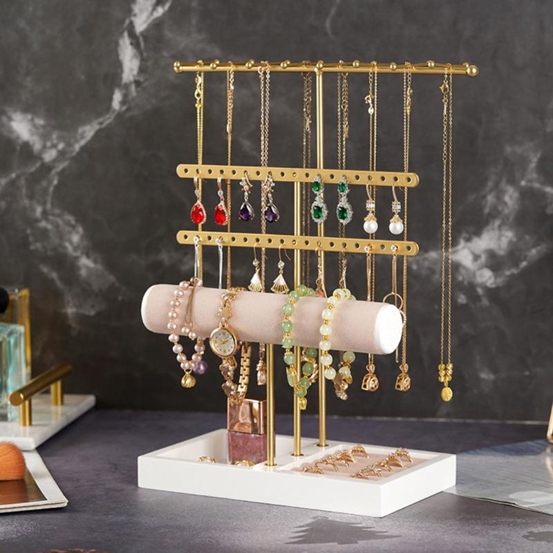 Регулируемая подставка для украшений Многофункциональный держатель для демонстрации ювелирных изделий Подставка для демонстрации ожерелий Держатель для колец Подходит для рабочего стола