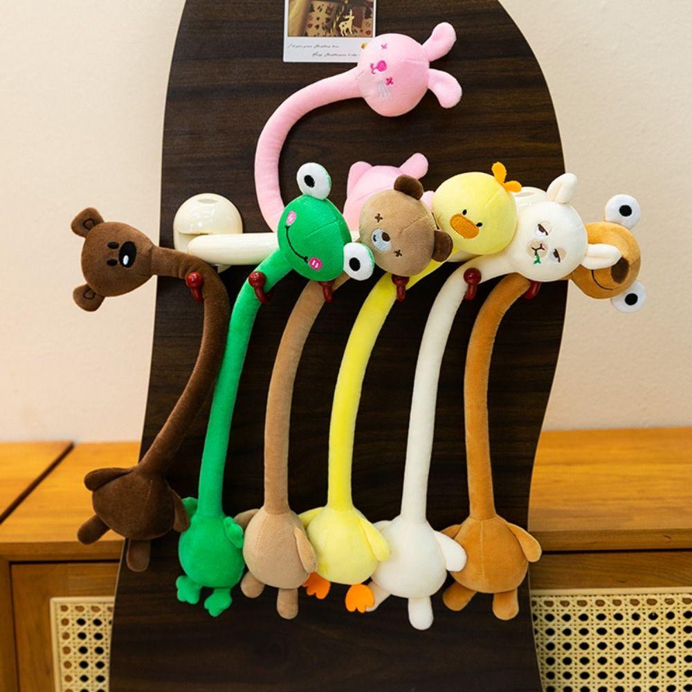 Cute Style Long Neck Rabbit Plush Keychain White Color Panda Plush Pendant Bag Charm Decor