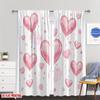 2 шт. Розовые акварельные шторы с сердцем, 2D цифровая печать, светофильтрующие занавески, романтический декор для дома на День святого Валентина, для спальни/гостиной