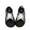 Niche silver sandals women's 2025 summer new retro outer wear student versatile platform casual beach shoes