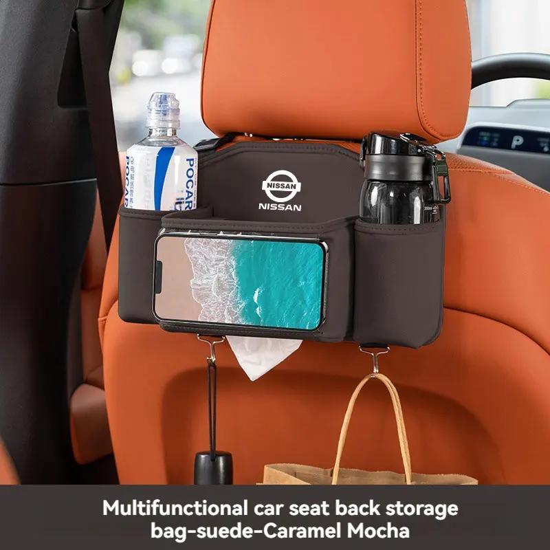 Car Suede Back Seat Organizer Car Back Multi Pocket Storage Bag with Phone Holder Storage box For Nissan Car Accessories