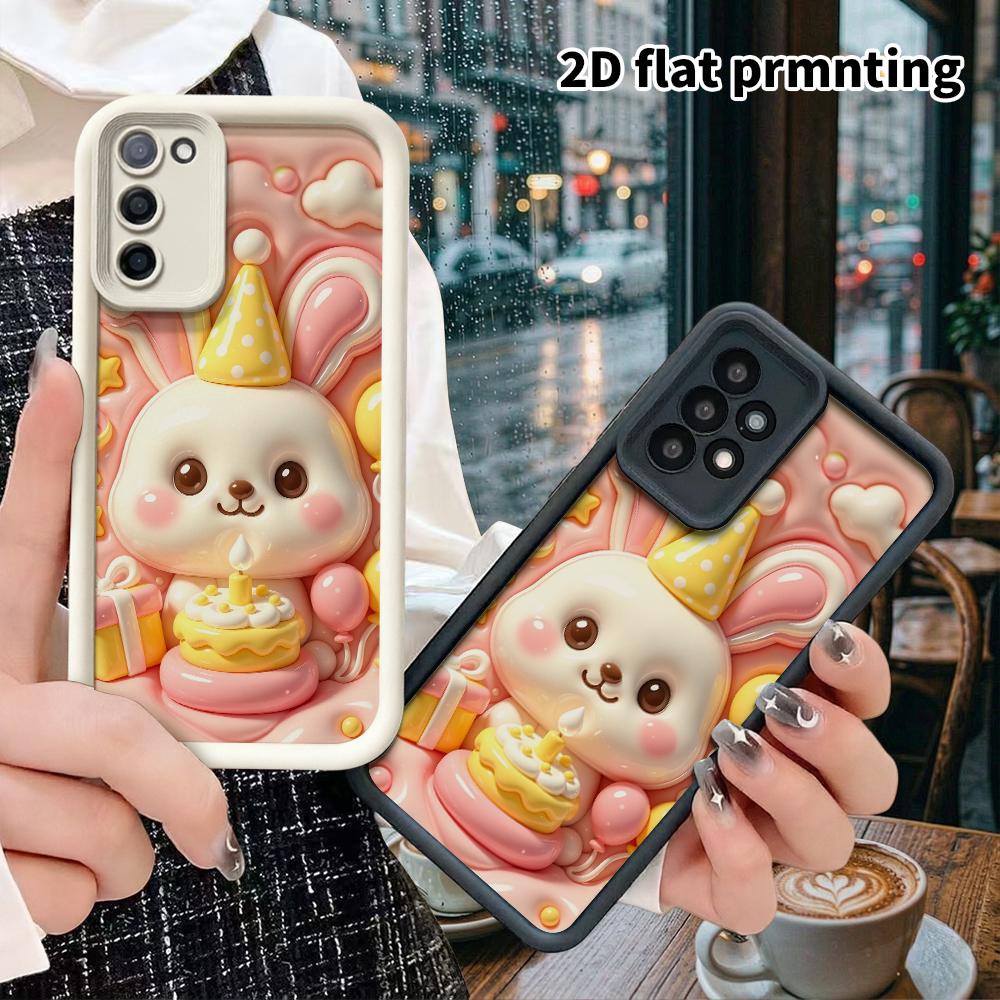 Phone case: 2D flat, fits Samsung Galaxy A34 A35 M05 M06 S20 S22 S21 FE Plus 5G, birthday bunny, perfect Christmas and Halloween holiday gift