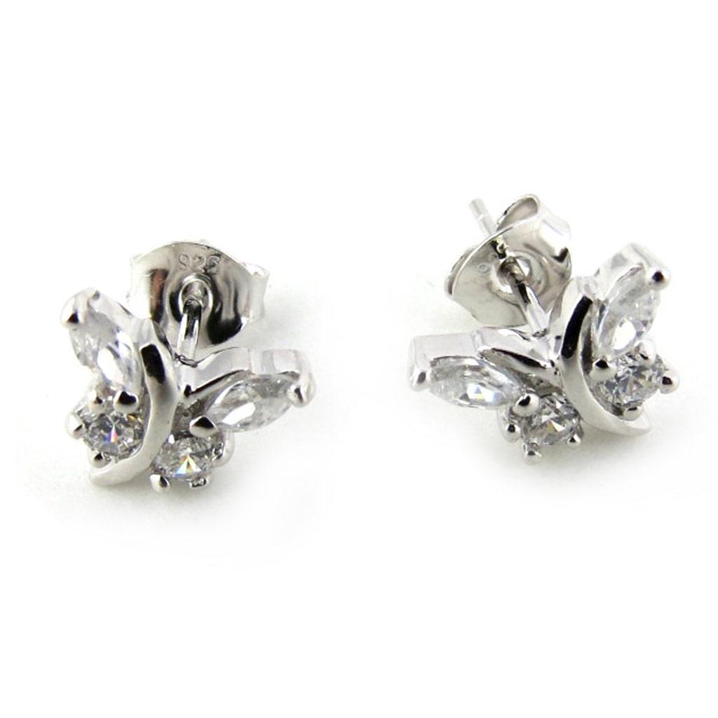 Les Trésors De Lily [N1237] - Белые серебряные серьги «Очаровательные бабочки»