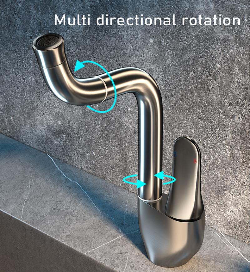 Латунный смеситель для раковины с вращением на 720°, смеситель для раковины в ванной комнате, монтируемый на столешницу, водопроводный кран, душевая лейка, аэраторы, сантехническая арматура