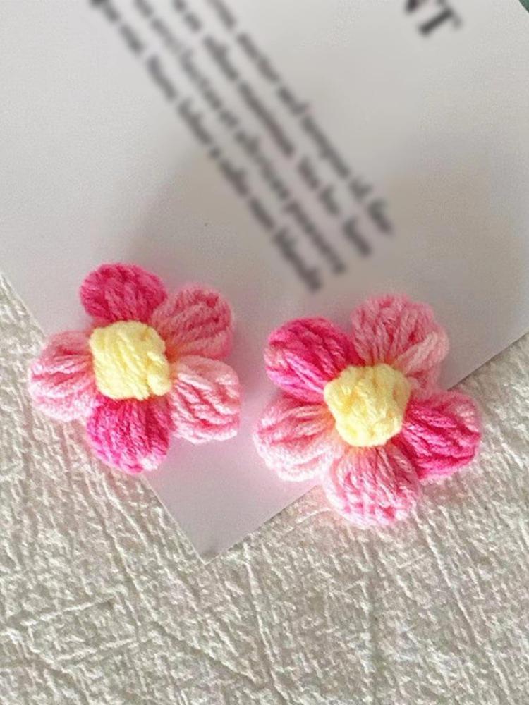 100Pcs Crochet Flowers Puff Flower Gradient Color Knitted Handmade Crochet Flowers for Crafts Embellishment DIY Hair Headband Hat Clothing Accessories