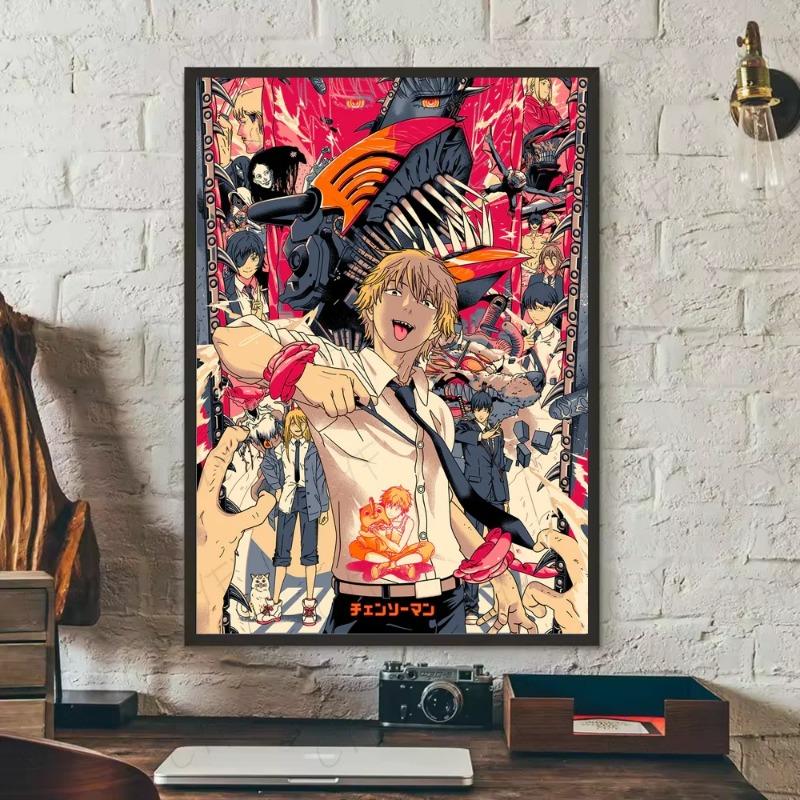 Человек-бензопила Аниме Постер HD арт липкий на стену водонепроницаемый для дома гостиной спальни бара эстетичное украшение