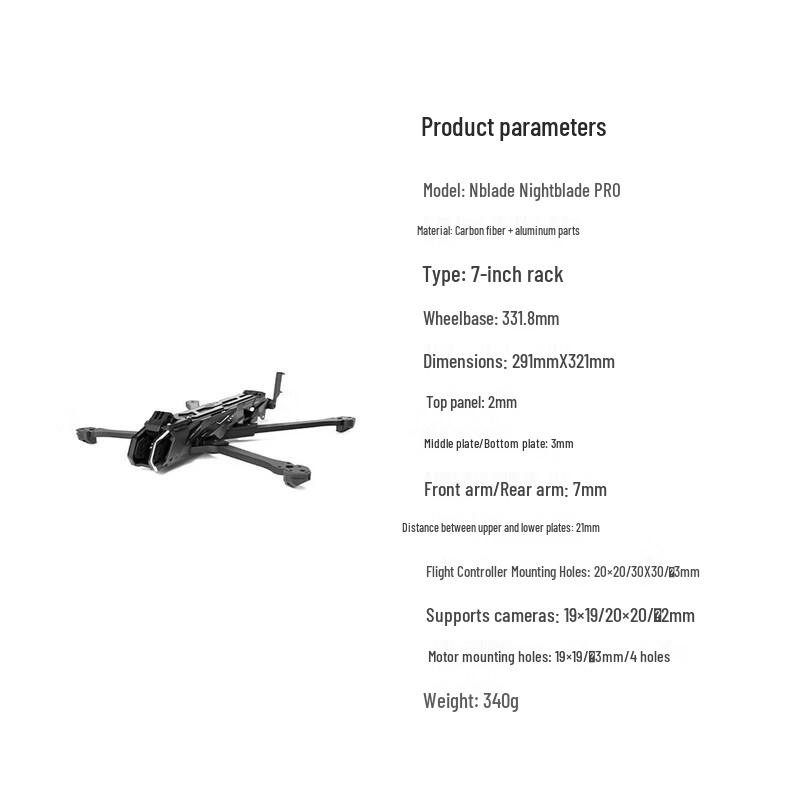 HGLRC Nblade Nightblade Pro 7-inch FPV Drone Front Arms