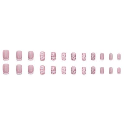 Трендовый Модный Женский Девичий Средний Формы Гроб Французский На Полоску Пресс Пудра Ногтевой Глиттер A5Z3