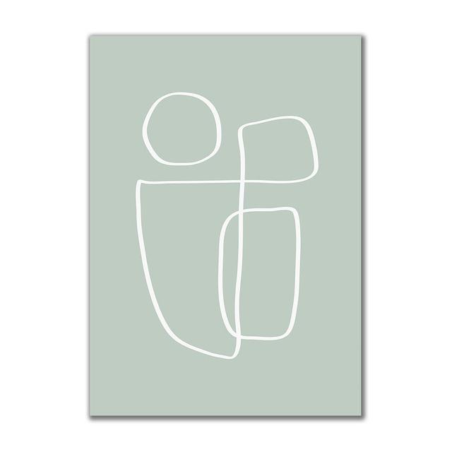 Линейный рисунок, постер с принтом, девушка, листья, светло-зеленый, настенная картина, абстрактный минимализм, холст, картина для домашнего декора стены