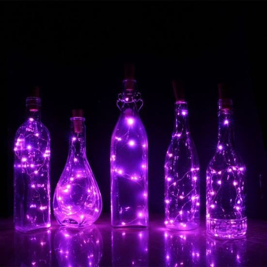 Pleasure Holiday 15/20 LED Wine Bottle Cork Lights Silver Wire for Wedding Festival Party Decor