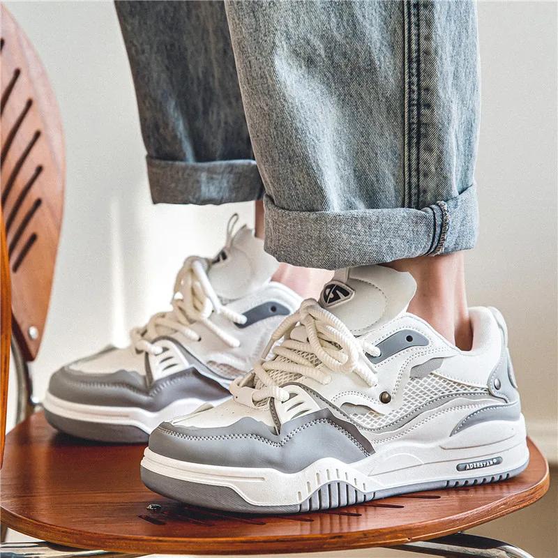 Мужская вулканизированная обувь, модная персонализированная повседневная обувь для подростков, круглый носок, на шнуровке, туфли на платформе больших размеров, мужская обувь на продажу