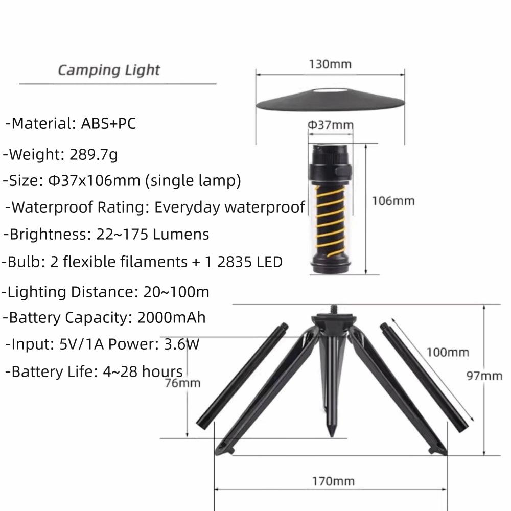 Portable 2000 mAh Camping Lantern Waterproof Multi-Purpose Atmosphere Light Rechargeable LED Hand Torch Garden Decoration