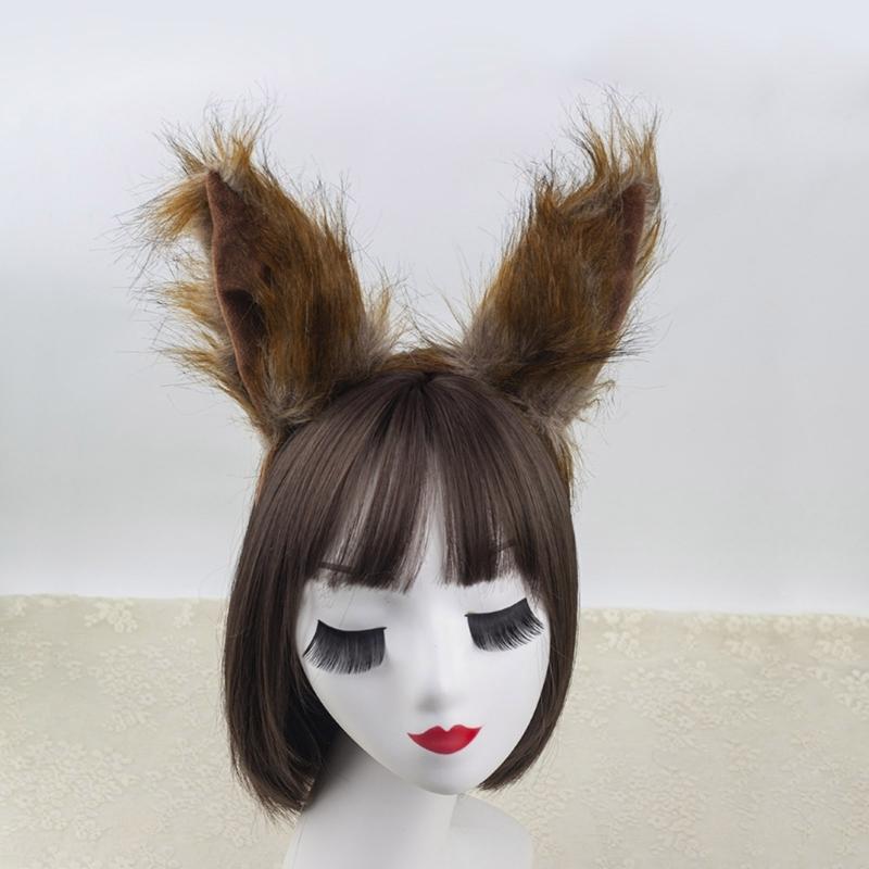 Косплей Набор Лисы Милая Повязка на Голову с Ушками Волка Плюшевый Хвост Животного Хвост Лисы Украшения для Хвоста Лисы Ушные Повязки Лисы для Хэллоуина