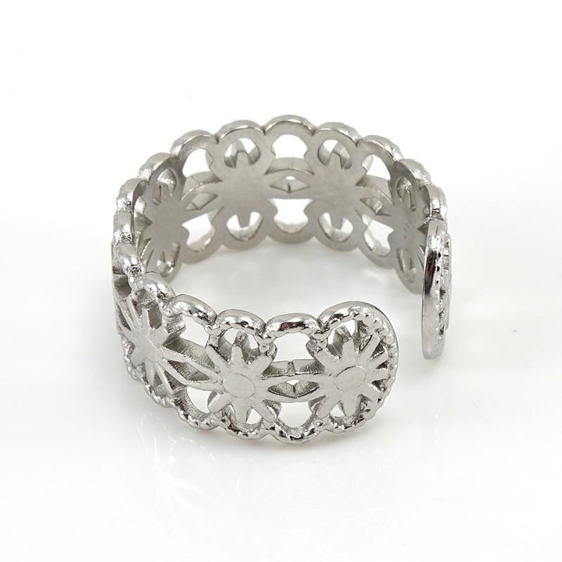 Новое модное кольцо из титановой стали с полым дизайном, нишевое простое женское трендовое открывающееся регулируемое кольцо