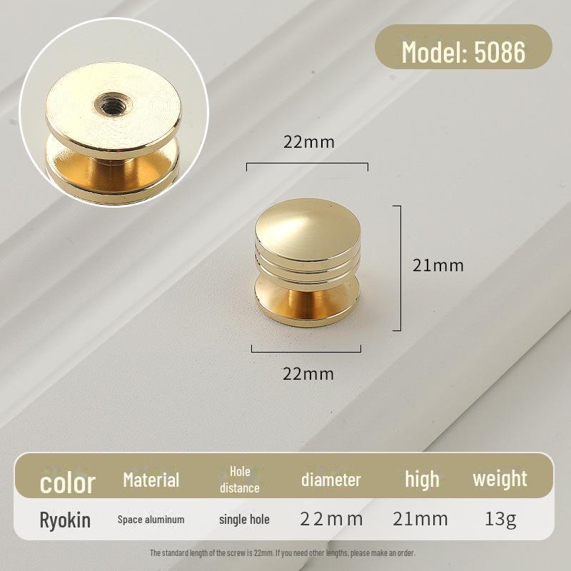 Золотая круглая ручка для ящика класса люкс с одним отверстием для современных простых шкафов