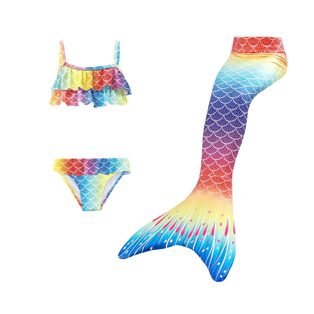 3 шт./компл. купальник с хвостом русалки для девочек, детский костюм Русалочки, пляжная одежда для косплея, купальный костюм