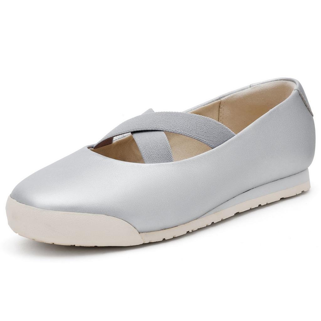 Clarks Женские туфли Mary Jane на резинке Craft Deer J из кожи Серебристые 261877674
