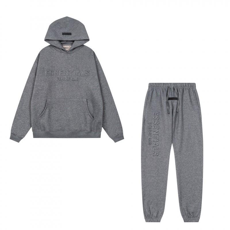 FEAR OF GOD ESSENTIALS Худи с флокированным логотипом Мужское Женское Свободная Флисовая Толстовка Повседневная Уличная Одежда