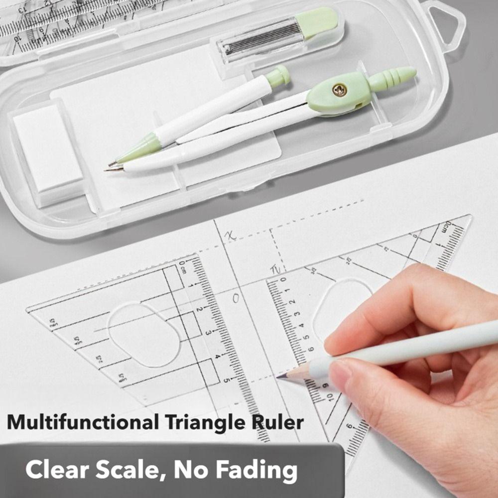 8PCS/Set Eraser Protractor Transparent Drawing Tool High Quality Measuring Ruler Students