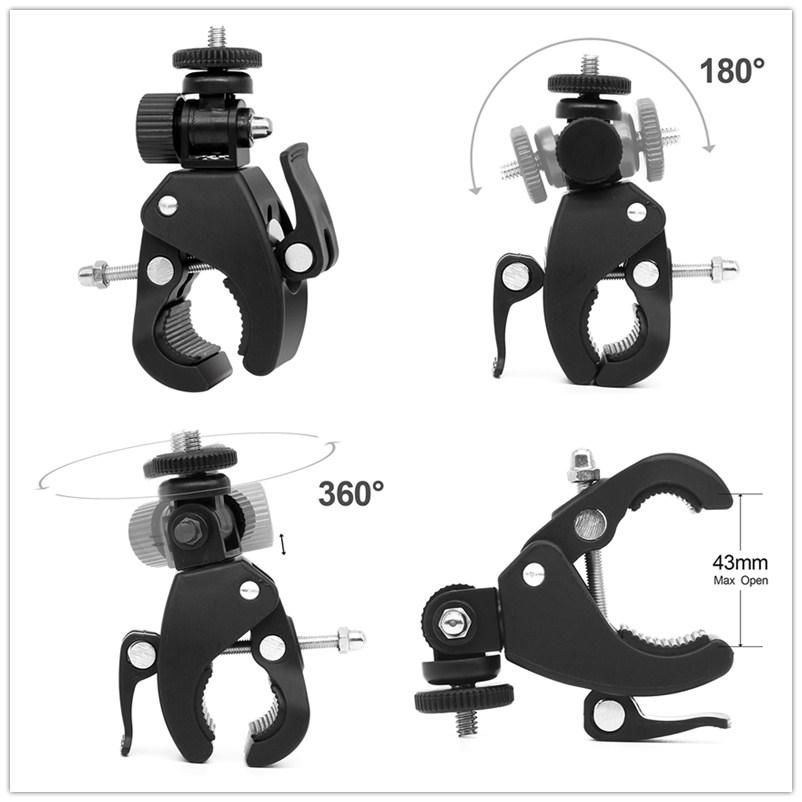 Universal Rotating Clamp Bike Bicycle Motorcycle Handlebar Handle Clamp Bar Camera Mount Tripod Adapter For Sport Camera DV DSLR