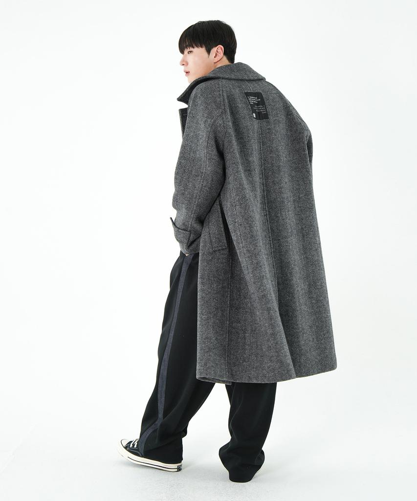 Znuz Hayes Herringbone Coat - Dark Gray