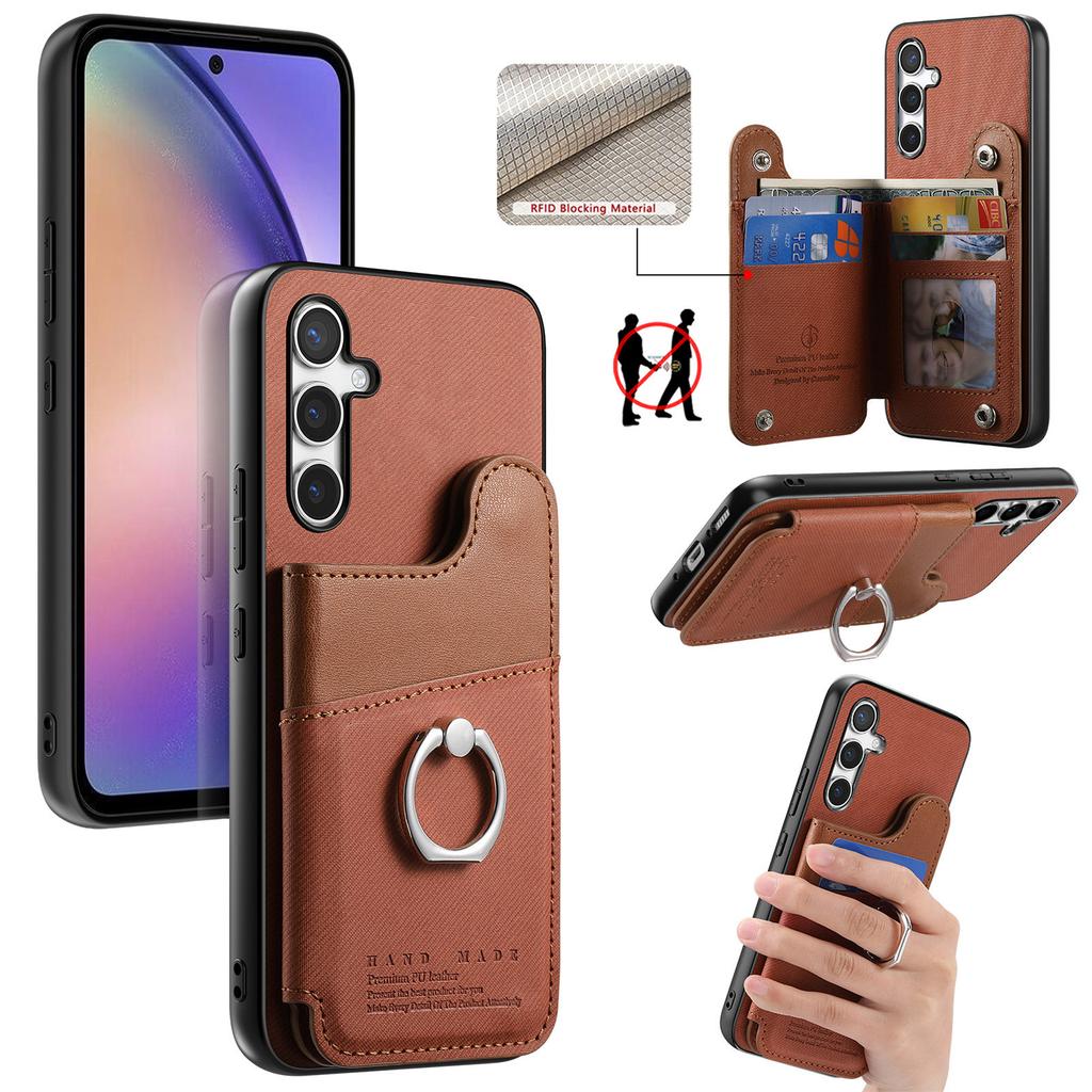 For Samsung Galaxy S25+ Case with Card Holder Kickstand Leather+TPU+PC Phone Cover