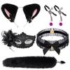 SM Fox Tail Three-Piece Set: Anal Plug, Collar & Nipple Clamps - Adult Toys for Women
