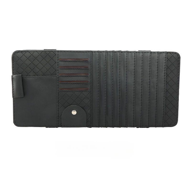 Car Sun Visor CD DVD Holder Bag Disc PU Leather Sunshade Sunglasse Pen Clips Card Storage Case Organizer Multi-Pocket Pouch Bag