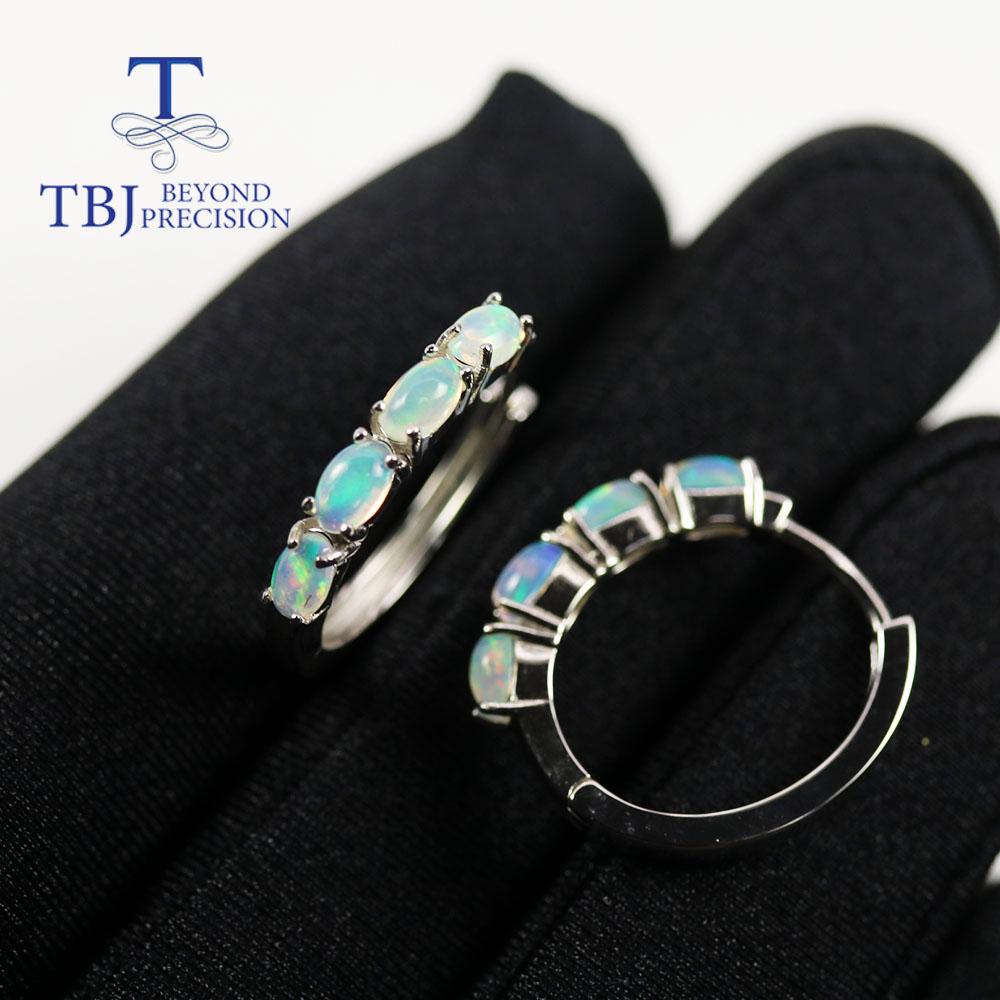 2022 серьги-кольца овальные 3*5 мм натуральный Эфиопский опал танзанит аквамарин драгоценный камень ювелирные изделия серебро 925 пробы для женщин