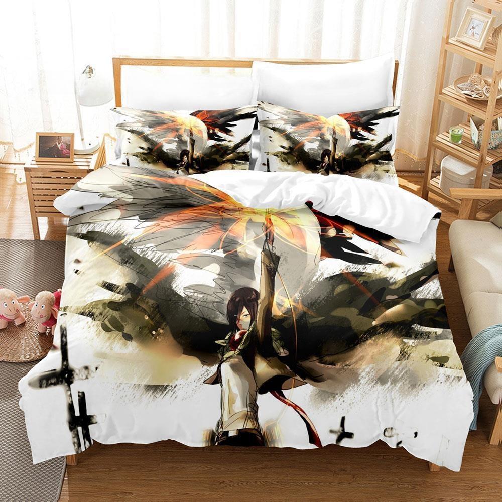 New Attack On Titan Bedding Set Single Twin Full Queen King Size Bed Set Adult Kid Bedroom Duvet Cover Sets Anime Bed Sheet Set