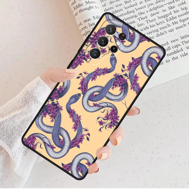 Модный Чехол для Телефона Змея Цветок для Samsung Galaxy S25 S23 S30 S8 S21 S20 FE S24 S22 Note 10 20 S8 Plus lite Ultra