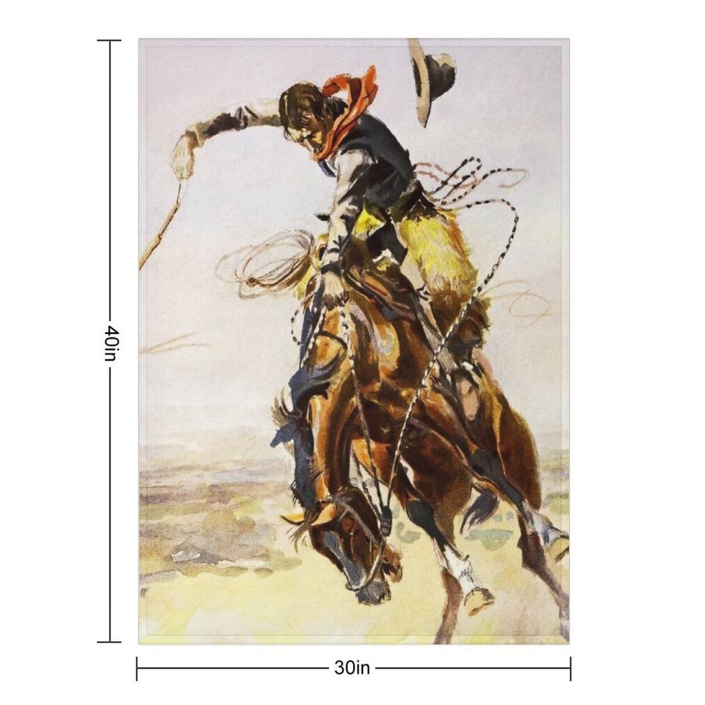 “A Bad Hoss” by Charles M Russell Throw Blanket Tourist Decorative Throw Travel halloween Blankets