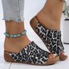 Модная обувь для женщин 2024 года, брендовые женские тапочки с леопардовым принтом, модные повседневные тапочки с круглым носком, женские летние новые тапочки на танкетке