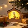 Теплые световые украшения для елки 3D деревянная верхушка, многослойный домик снеговик, деревенские праздничные украшения, Рождественская сцена, подвесное украшение для Рождества