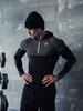 Мужская фитнес-футболка с длинным рукавом и капюшоном GYMSHARK Onyx с высокой эластичностью