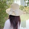 Элегантная французская ретро-соломенная шляпа от солнца для женщин - дышащая, широкополая пляжная кепка с бантом Аксессуары для отдыха на открытом воздухе|Элегантный французский стиль