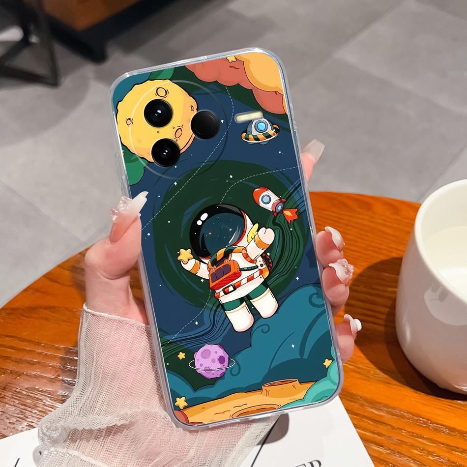 Чехол для POCO F7 Pro / F7 Ultra Летний Цветок Прозрачный Funda для POCO F 7 Мягкая Ультратонкая Задняя Крышка Телефона Ударопрочный Корпус
