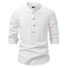 Spring And Summer New Stand Up Collar Shirt Men'S Solid Color Casual Top Men'S Long Sleeved Shirt
