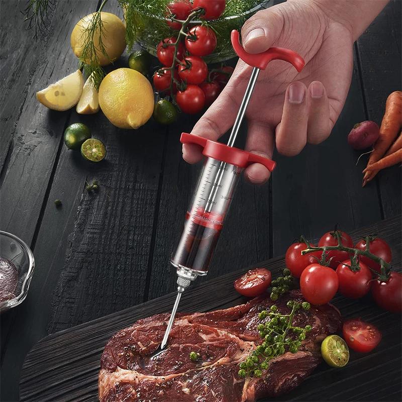 Шприц для инжектора мяса с 3 иглами для инжектора маринада для барбекю, гриля, индейки, комплект инжекторов, инжектор вкуса маринада