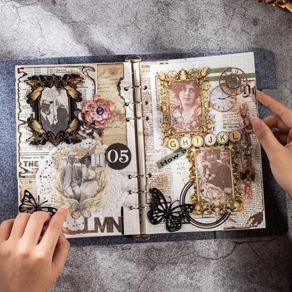 10 листов винтажная великолепная позолоченная фоторамка для журнала, декоративная бумага, наклейки для домашних животных, принадлежности для журналов