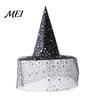 Fashionable Theme Event Hat Halloween Star Witch Hat, Mesh Veil Rose Feather Cone Black Costume Headwear for Women, Gothic Party Headwear, Adult