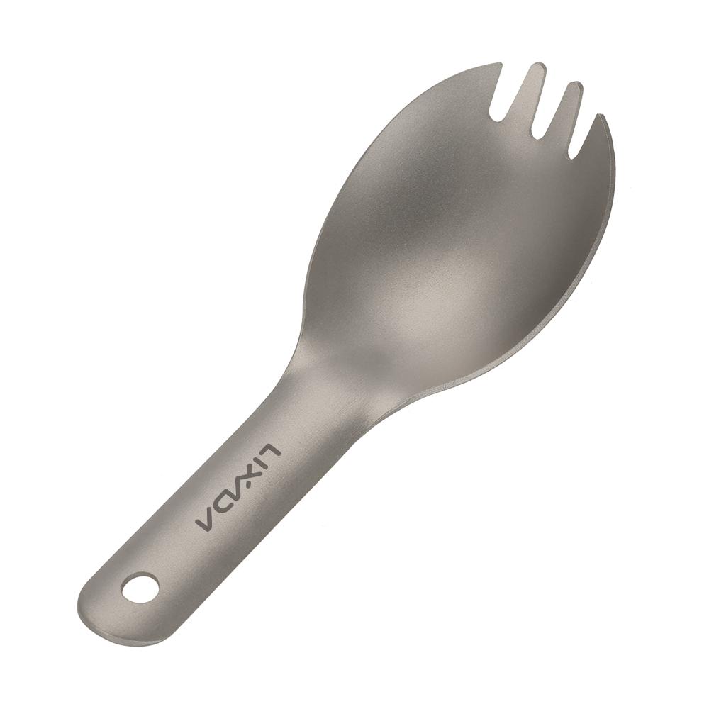 Lixada Титановая Spork с короткой ручкой Сверхлегкая детская детская Spork Столовые приборы для кемпинга и пикника на открытом воздухе