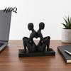 Легкий в уходе домашний орнамент 3D-печатная абстрактная скульптура пары спина к спине Матово-черные настольные украшения в скандинавском стиле Устойчивые