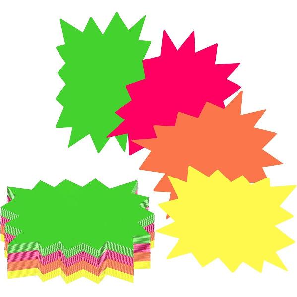Starburst Signs for Retail,Fluorescent Neon Signs,Garage Sale Stickers,Yard Sale Supplies,Multicolor Sale Signs for Retail Store,Bulletin Board