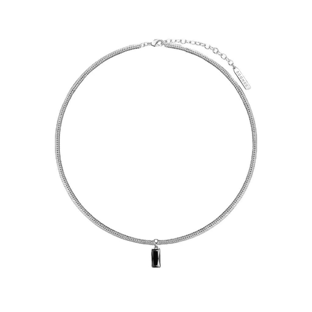 Ожерелье с геометрическим квадратом, подвеска с маленьким квадратным бриллиантом, цепочка из змеиной кости, женское