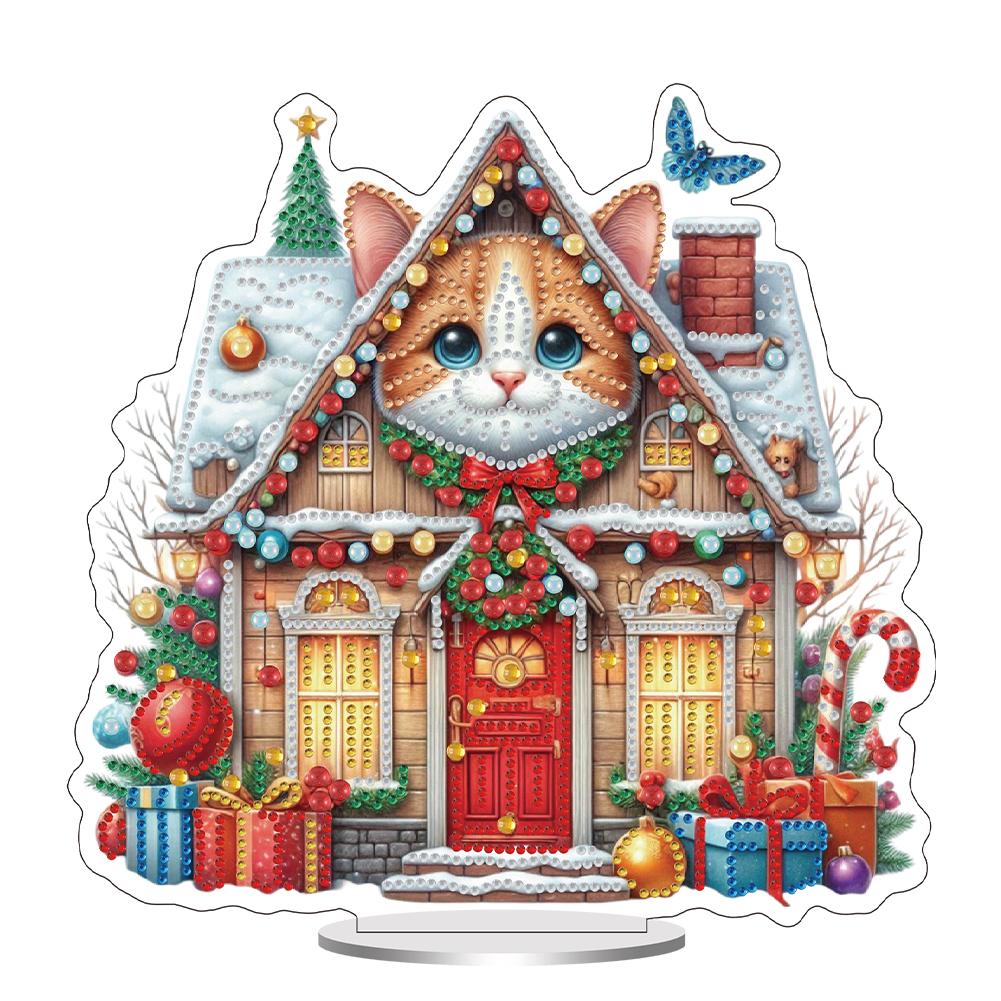 Christmas Table Top Diamond Painting Ornament Kits Animal Diamond Painting Desktop Ornaments Kit for Home Office Desktop Decor