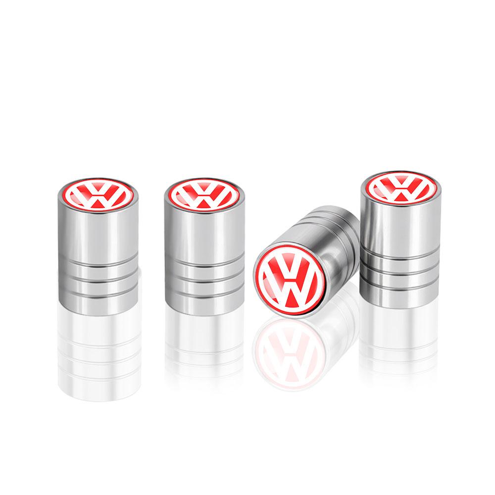 4Pcs Car Metal Wheel Tire Air Valve Dust Caps Accessories With Logo For Volkswagen Golf Rline Passat GTI Sagitar Scirocco Tiguan