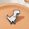 Dinosaur Brooch Retro Pixel Geometric White Dinosaur Alloy Pins Elegant Costume Accessories Lovely Cartoon Animal Badge Enamel Brooch Birthday Gift