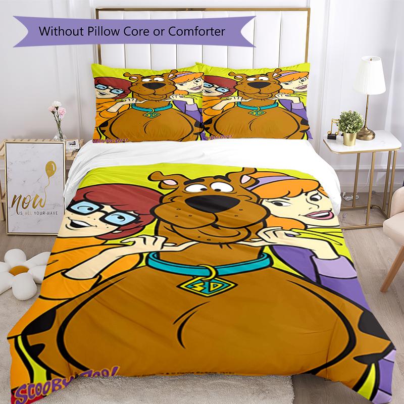 3 шт. Комплект постельного белья Scooby-Doo Пододеяльник на молнии Включает 1 пододеяльник и 2 наволочки, Мягкий и удобный для всех сезонов.